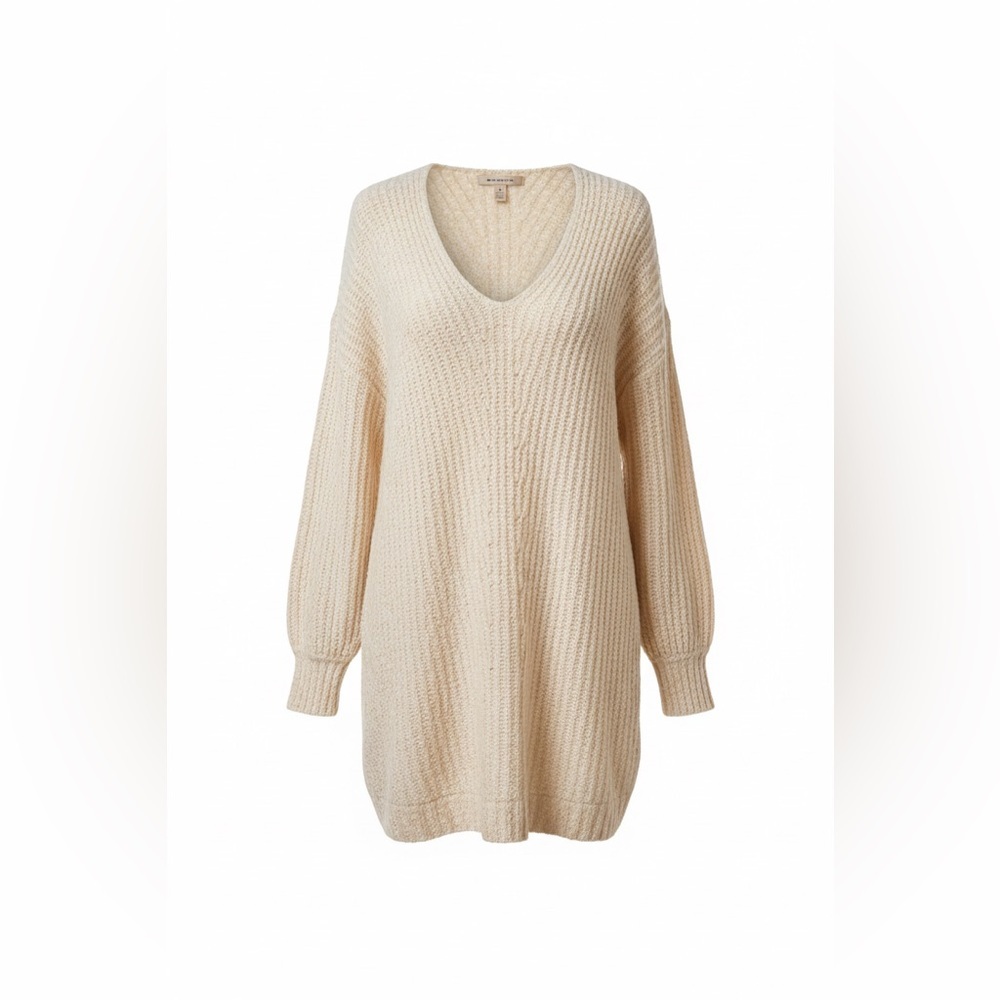 American Eagle Cream Sweater Dress Womens Medium Textured Knit Long Sleeve